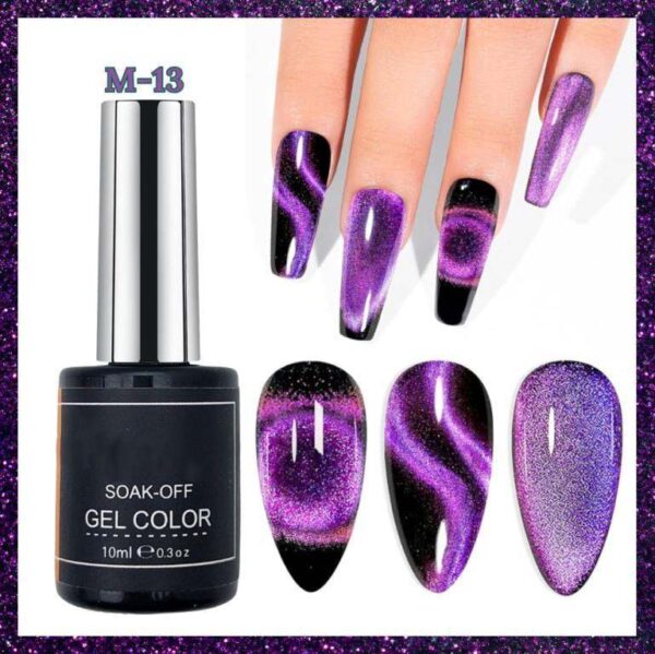 NailcraftsPEACOCK Cat Eye Gel Nail Polish, Magnetic Gel Polish Magic Shimmer Galaxy Effect Holographic Glitter Silky Cat Eye Nail Polish Soak Off Nail Art Salon Manicure at Home