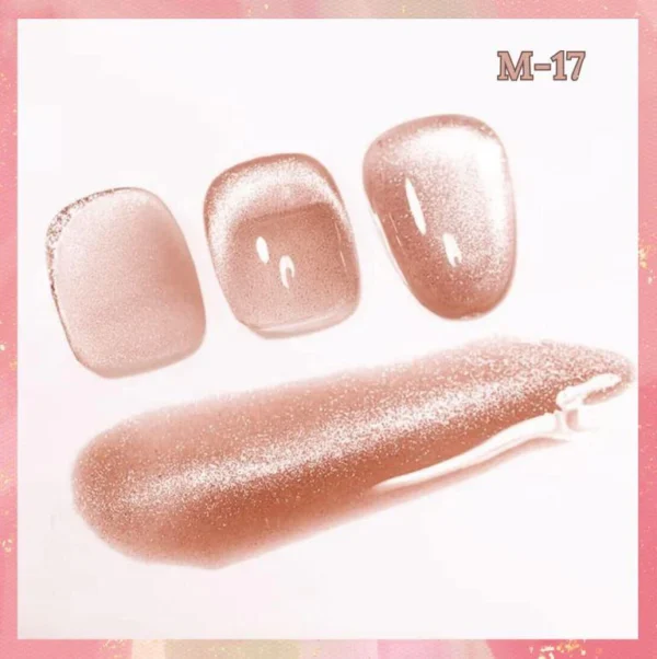 Nailcrafts 9D Cat Eye Gel Nail Polish, Nude with Gold Glitter Shimmer Holographic Nail Polish UV soak Off Magnetic Polish For Manicure - Image 4