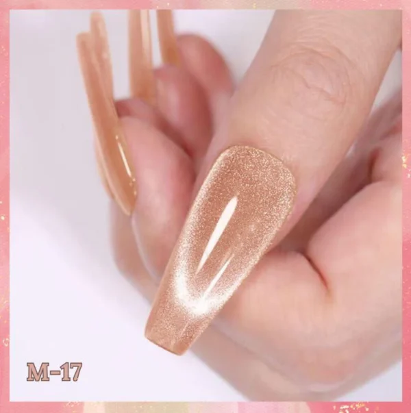 Nailcrafts 9D Cat Eye Gel Nail Polish, Nude with Gold Glitter Shimmer Holographic Nail Polish UV soak Off Magnetic Polish For Manicure - Image 2