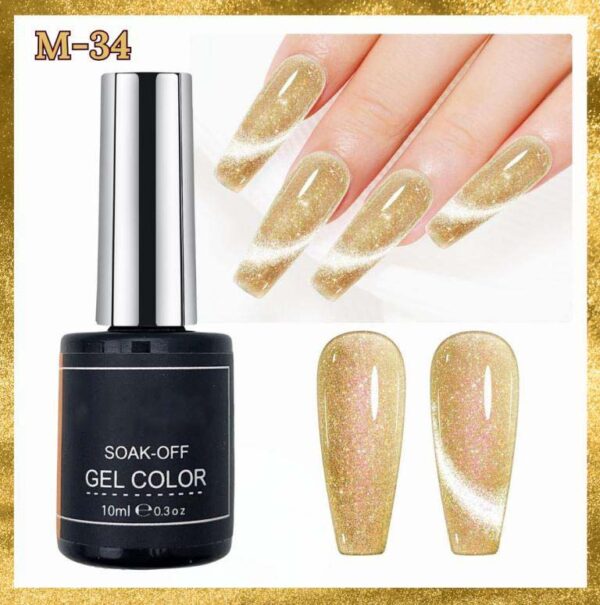 Nailcrafts Cat Eye Gel Polish Gold Magnetic Nail Polish Glitter Cateye Sparkle Nail Art Polish Soak Off For Nail art and Manicure