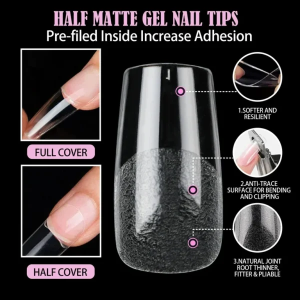 240pcs Square Nail Tips Medium Length Sqaure Gel x Nail Tips Full Cover Acrylic False Fake Nails for Nail Extension Home DIY Nail Salon 12 Sizes - Image 5