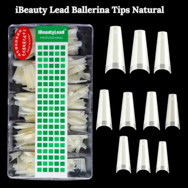 500PCS Half Cover Ballerina Nail Tips - Acrylic Nail Tips, 10 Size Clear Nail Tips, Half Cover Acrylic False Nail Tips With Box for Nail Tips Art Salons and Home