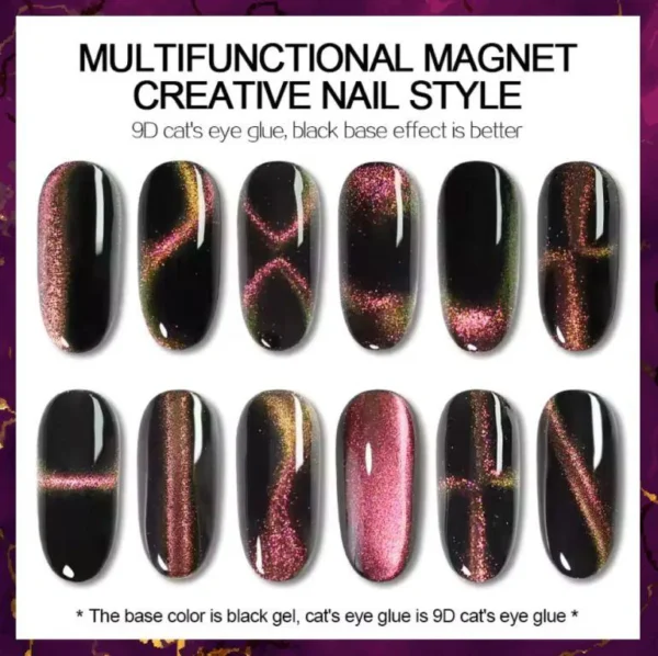 Nailcrafts 2 Tone Chameleon 9D Cat Eye Gel Polish 10ml, Holographic Galaxy Cateye Magnetic Nail Polish Gel For Manicure - Image 2