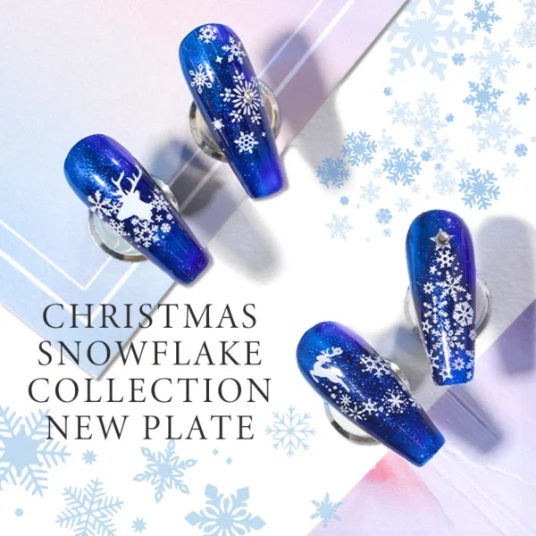 NICOLE DIARY French Snowflakes Nail Stamping Plate Christmas Nails Floral Stamp Template Nail Polish Manicure Printing Stencils - Image 2