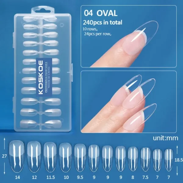 KOSKOE 240pcs Soft gel Nail Tips Transparent Full Cover Fake Press on Nails For Professional Manicures - Image 13