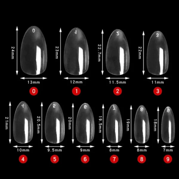 Almond Shaped Nails Full Cover False Nail Tips with Clear Plastic Pouch Nail Extensions (Clear) - Image 5