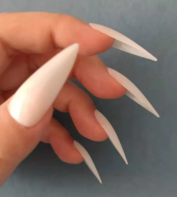 Long Stiletto Full Cover Nail Tips High Quality Natural Color Press On False Nails, Blank Fake Nails