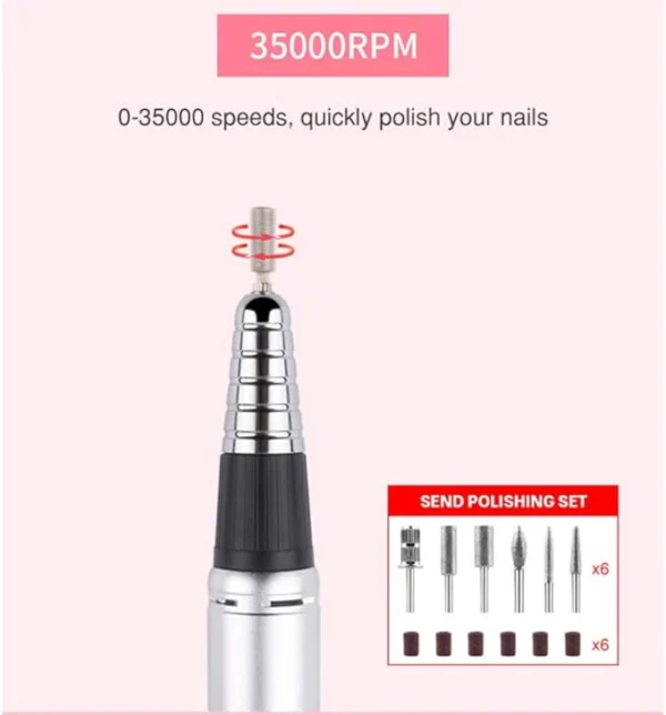 Electric Nail Drill Machine Professional Manicure Nail Drill For Salon Or Home Use. - Image 4