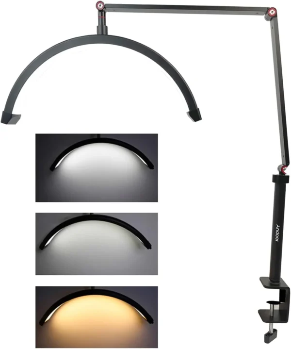 HD-M3X Desktop LED Video Light Half-moon Fill Light 3000K-6000K C-Clamp for Beauty Salon Makeup nail art and Lash Extensions - Image 2