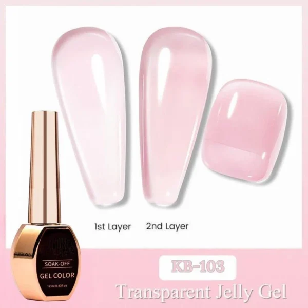 Nailcrafts 12ml Jelly Gel Nail Polish Crystal Nude Soak Off Semi-Permanent LED UV Light Base Color Gel Nail Polish For Manicure