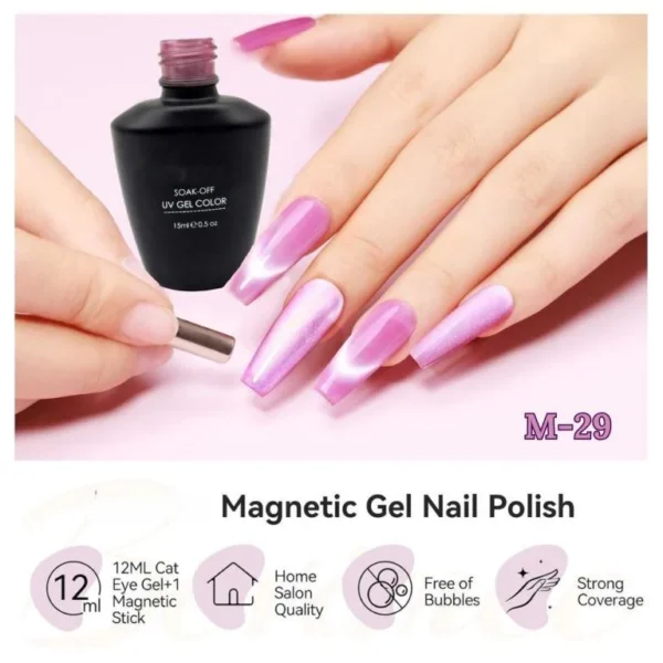 Nailcrafts Cat Eye Gel Nail Polish 10ml, Moonlight High Gloss Purple Gel Polish with Magnet, Silk Smooth Magnetic Gel Polish For Manicure - Image 3