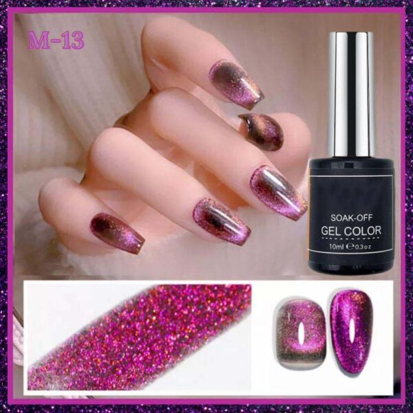 NailcraftsPEACOCK Cat Eye Gel Nail Polish, Magnetic Gel Polish Magic Shimmer Galaxy Effect Holographic Glitter Silky Cat Eye Nail Polish Soak Off Nail Art Salon Manicure at Home - Image 2