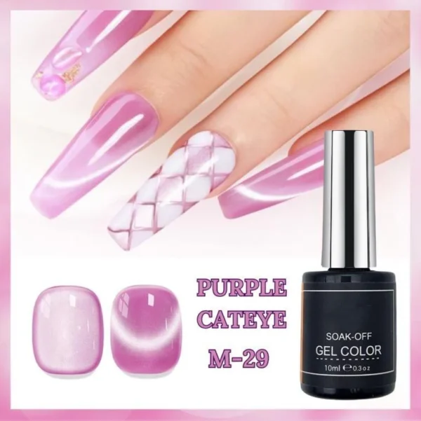 Nailcrafts Cat Eye Gel Nail Polish 10ml, Moonlight High Gloss Purple Gel Polish with Magnet, Silk Smooth Magnetic Gel Polish For Manicure
