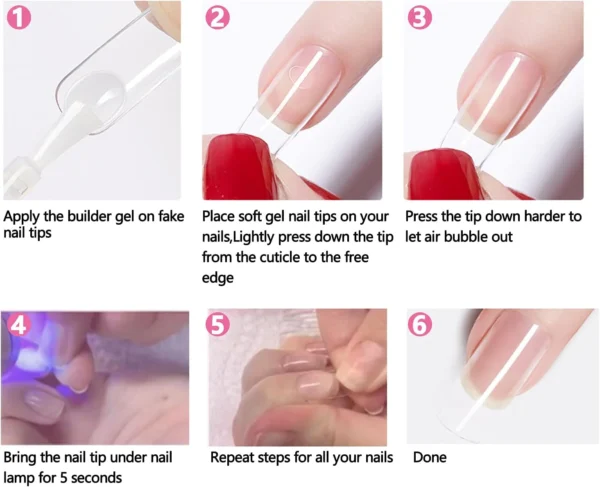HSM Oval Nail Tips Clear Full Cover Medium Length Round Fake Nails Acrylic Gel X Nail Tips for Salon and Home Nail Art Manicure 12 Sizes - Image 4