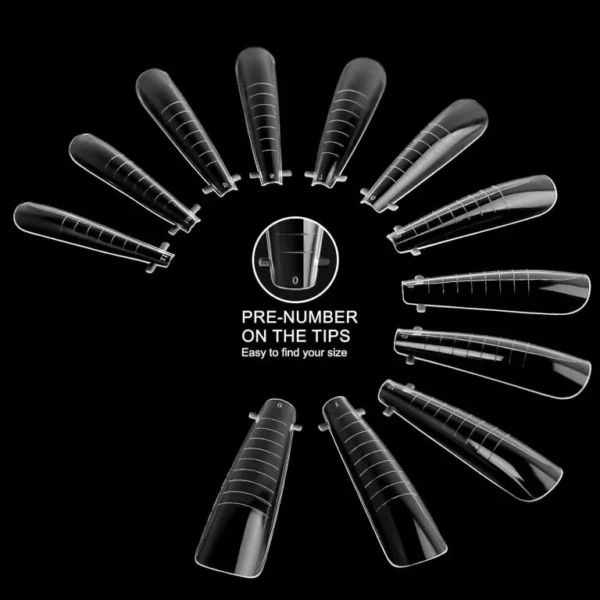 Dual Nail Forms,Long Ballet Extension Polygel Nail Forms Full Cover Nail Molds 12 Sizes for Solid Nail Gel Glue Nail Art Design (Extra Long Ballet)