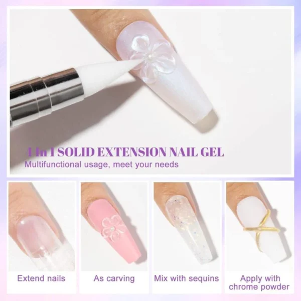 Solid Builder Gel Nail Kit - Acrylic Nail Kit Non Stick Builder Gel For Nails Clear Nail Extension Gel for Nail Carving Frech Nails 3D Modeling Nail Art - Image 3