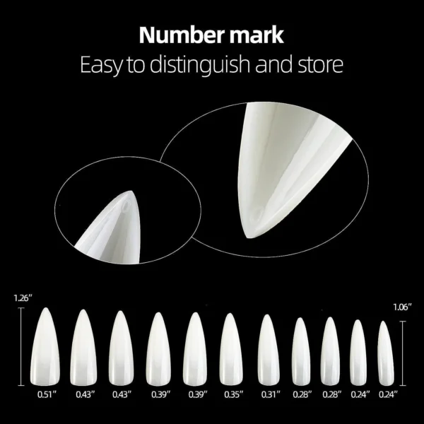 Long Stiletto Full Cover Nail Tips High Quality Natural Color Press On False Nails, Blank Fake Nails - Image 6