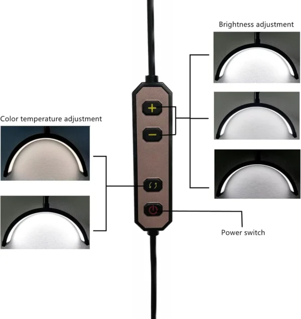 HD-M3X Desktop LED Video Light Half-moon Fill Light 3000K-6000K C-Clamp for Beauty Salon Makeup nail art and Lash Extensions - Image 6