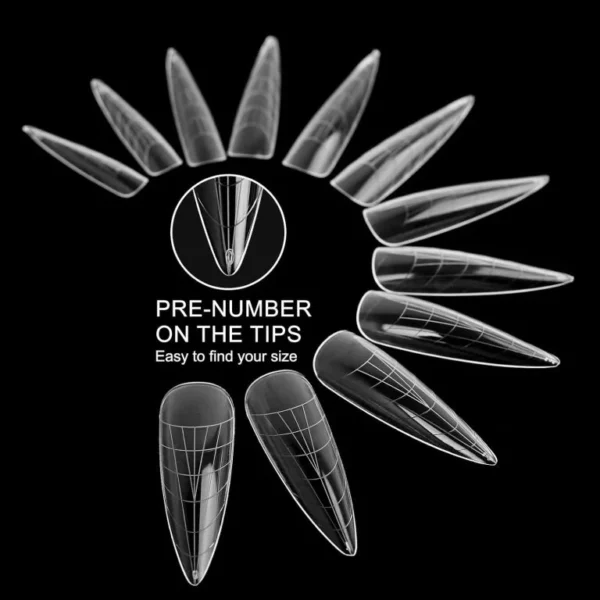 120Pcs Dual Nail Forms,Long Almond Extension Poly Nail Gel Nail Forms Full Cover Nail Molds 12 Sizes for Solid Nail Gel Glue Nail Art - Image 4