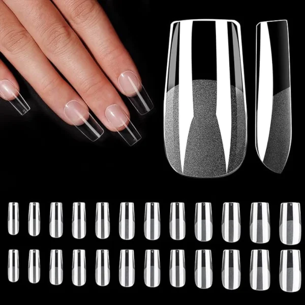 Square Nail Tips Soft Acrylic Gel Nails Tips 500Pcs Pre-shaped Half Matte Full Cover False Nails Tips For Manicure