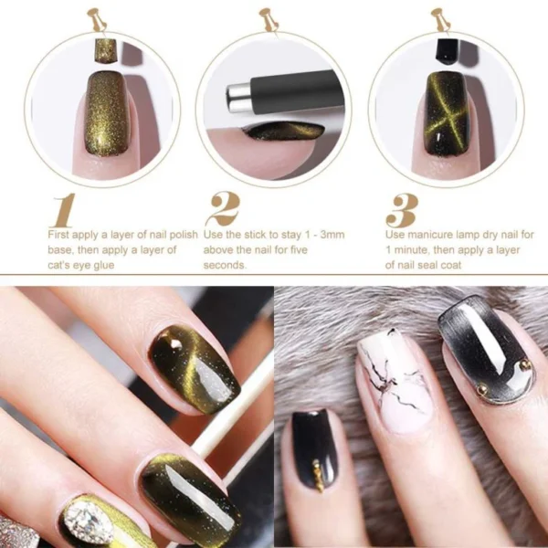 Strong Magnetic Nail Stick 3D Cat Eye Effect Magnet for UV Painting Gel Nail Polish UV Lamp for Gel Varnish Nail Art Tool Small Cylindrical Magnet - Image 2