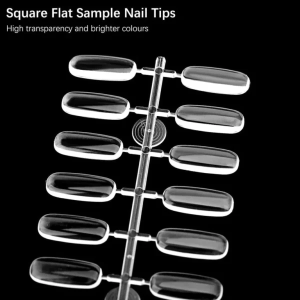 Flat Square Nail Tips for Nail Color Display Book, Nail Color Display Chart Nail Display Card for Colorful Nail Polish DIY Training Practicing Displaying (Transparent) - Image 3