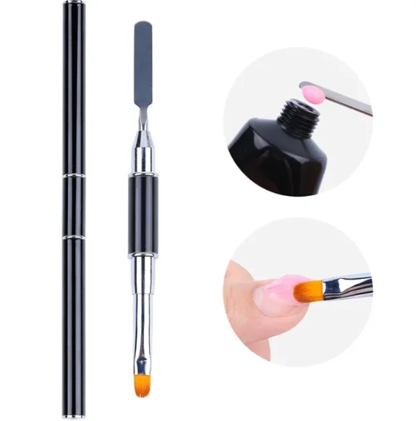 Dual Ended Polygel Brush & Picker 2 in 1 Design Polygel Nail Brush Stainless Steel Gel Nail Tool for PolyGel Nail Extension.
