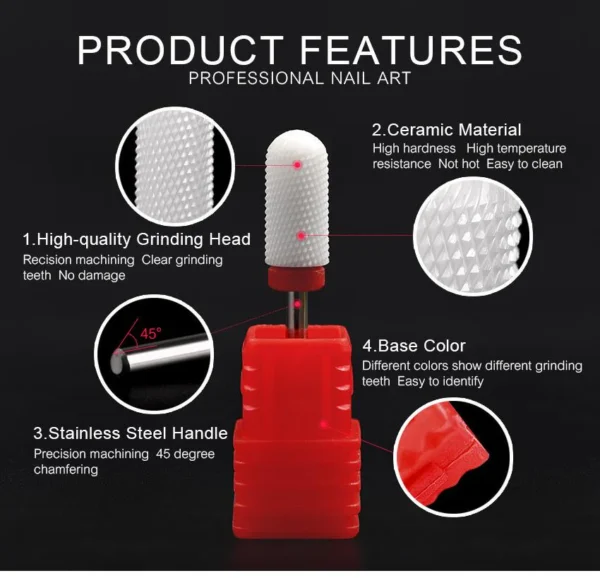 Round Head Ceramic Nail Drill Bits For Electric Nail Drill Manicure Machine Nails Accessories Nail Drill Bit Tool - Image 7