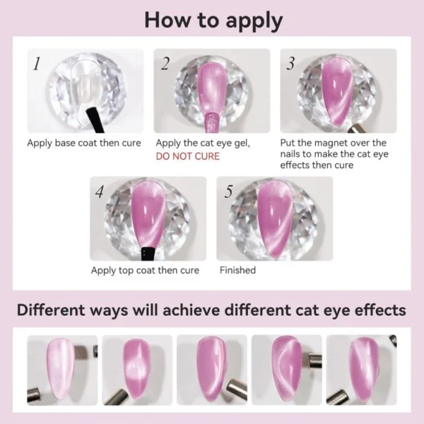 Nailcrafts Cat Eye Gel Nail Polish 10ml, Moonlight High Gloss Purple Gel Polish with Magnet, Silk Smooth Magnetic Gel Polish For Manicure - Image 5