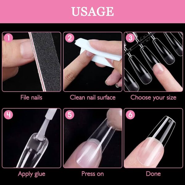 Soft Gel Full Cover Nail Tips, High Transparency And Light Thin 12 Sizes Clear 240PCS Gel Nail Tips Acrylic Tips with box for Nail Salons and DIY Nail Art - Image 2
