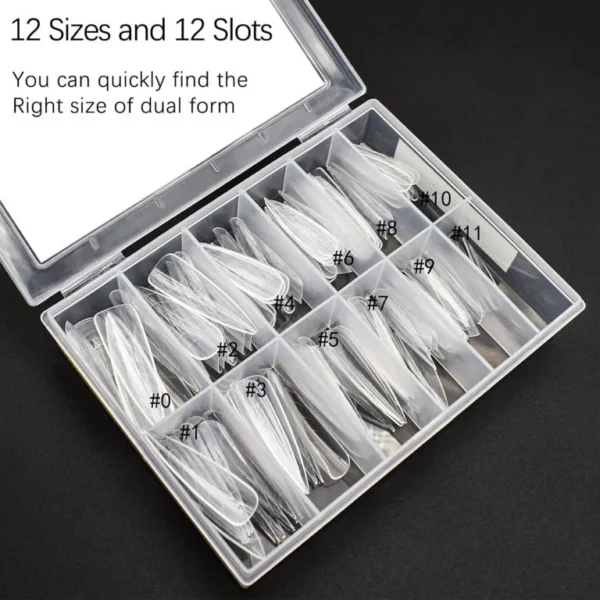 120Pcs Dual Nail Forms,Long Almond Extension Poly Nail Gel Nail Forms Full Cover Nail Molds 12 Sizes for Solid Nail Gel Glue Nail Art - Image 3