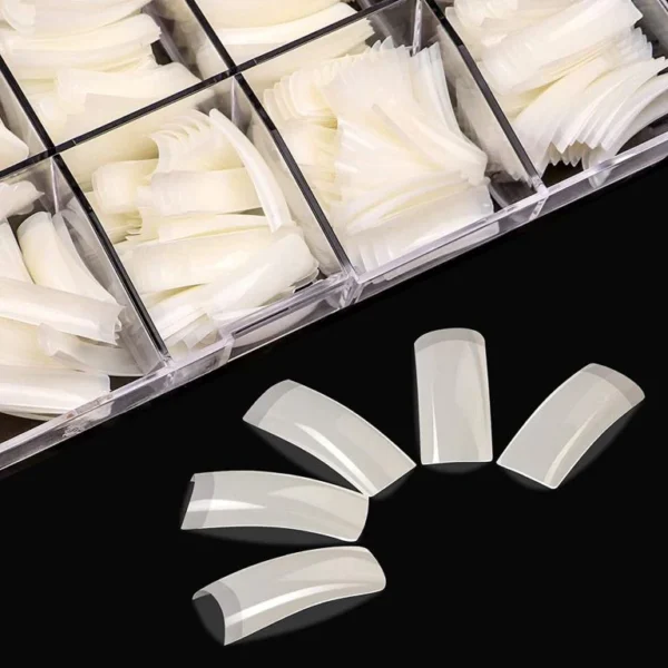 500Pcs Curved Natural and White Half Cover Nail Art Acrylic Artificial False Nail 10 Sizes Square Shape Acrylic Nail Tips Manicure Tools - Image 3