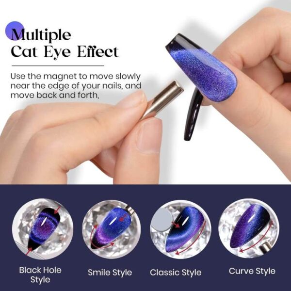 Nailcrafts9D Cat Eye Gel Nail Polish Galaxy Cat Magnetic Nail Polish Soak Off UV LED Gel Polish Nail Art Manicure - Image 5