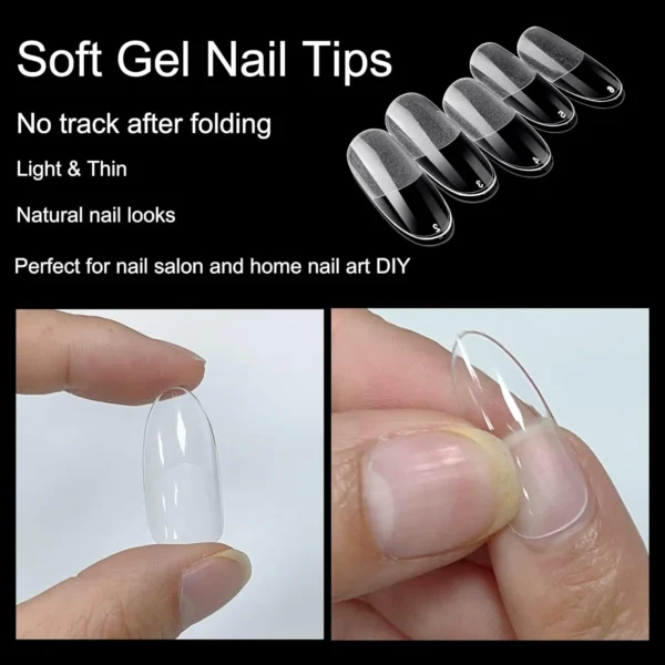 HSM Oval Nail Tips Clear Full Cover Medium Length Round Fake Nails Acrylic Gel X Nail Tips for Salon and Home Nail Art Manicure 12 Sizes - Image 3