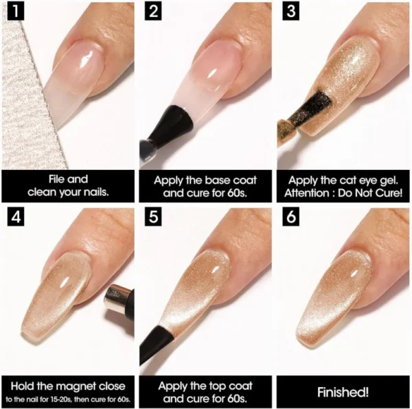 Nailcrafts Cat Eye Gel Polish Gold Magnetic Nail Polish Glitter Cateye Sparkle Nail Art Polish Soak Off For Nail art and Manicure - Image 2