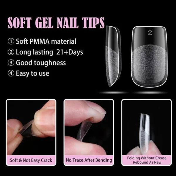 Square Nail Tips Soft Acrylic Gel Nails Tips 500Pcs Pre-shaped Half Matte Full Cover False Nails Tips For Manicure - Image 4