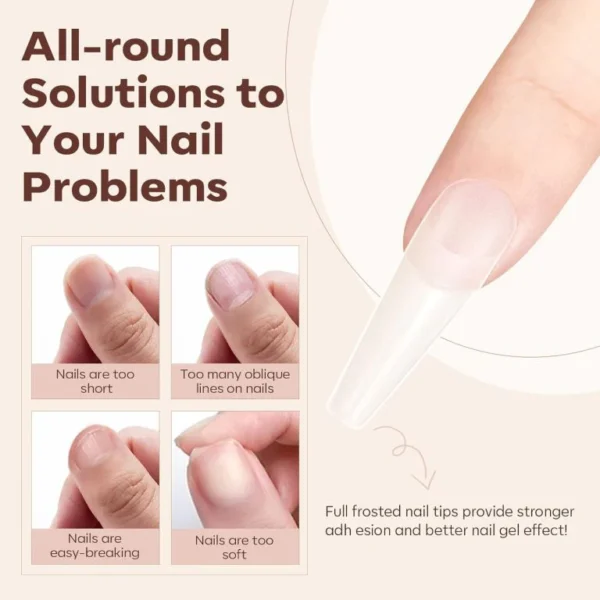500 pcs Coffin Nail Tips Full Cover Long Fake Nails More Friction Matte Nail Tips for Acrylic Nails Professional for Dip Powder Nails/Poly Nail Extension Gel Nails Art Design 10 Sizes - Image 5