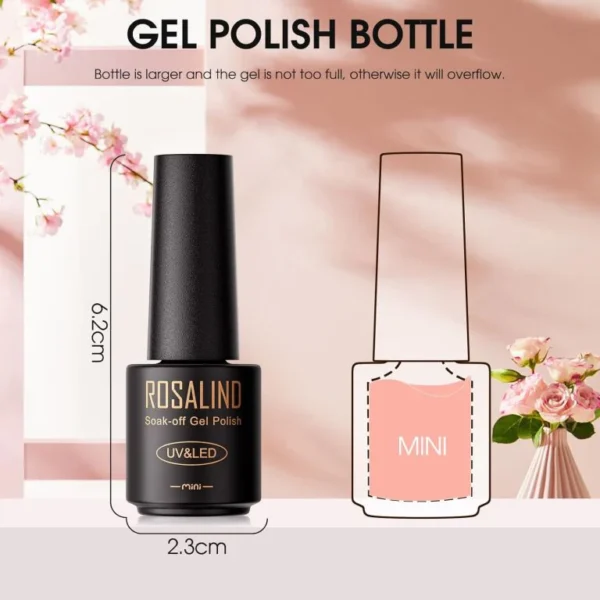 ROSALIND UV Nail Polish, 6 Colors Mini Gel Nail Polish Set White Nude Light Pink Brown Shellac Soak Off UV LED Nail Polish French Manicure for Women Mother Gift Set - Image 2