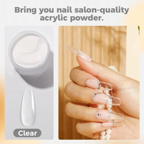 Nailcrafts Crystal Clear Acrylic Powder for Nail extension Ultra Smooth for nail art and decoration - Image 6