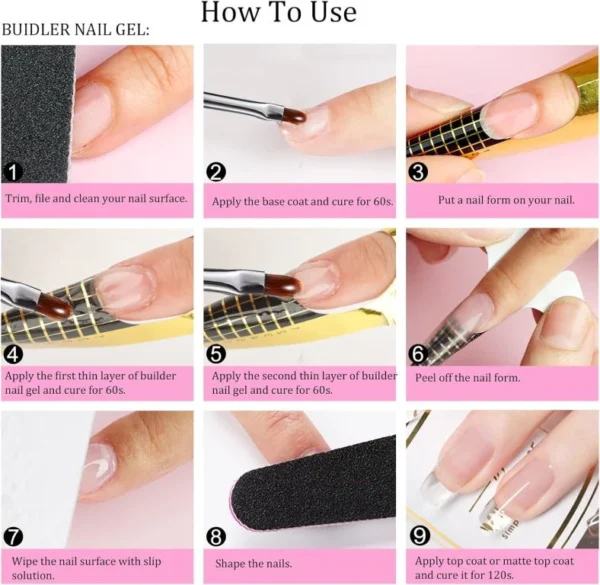 Nailcrafts 15 ml Builder Gel for Gel Nails, 4-in-1 Nail Extension Gel Glue Nail Strengths Nail Manicure, UV Builder Gel Nail Gel Builder Poly Nail Quick Extension Building - Image 2