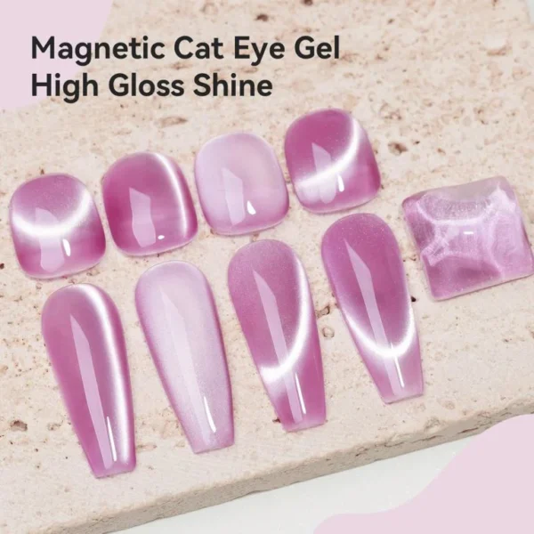 Nailcrafts Cat Eye Gel Nail Polish 10ml, Moonlight High Gloss Purple Gel Polish with Magnet, Silk Smooth Magnetic Gel Polish For Manicure - Image 2
