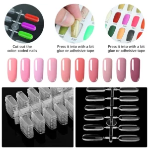 Flat Square Nail Tips for Nail Color Display Book, Nail Color Display Chart Nail Display Card for Colorful Nail Polish DIY Training Practicing Displaying (Transparent)