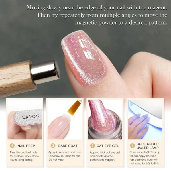 Nailcrafts Pinkish Peach Cateye Gel Polish High Gloss glitter Soak Off UV Cat Eye Series Gel Nail Polish Art Manicure - Image 4