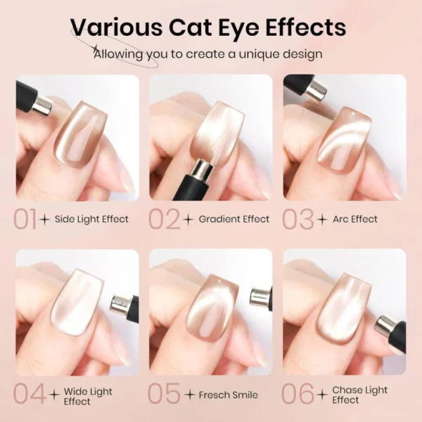 Nailcrafts  Magnetic Nail Polish, 10ml GOLD Copper Crystal Glitter Cat Eye Gel Nail Polish Semi-Permanent Nail Polish for Nails Glitter Gel Nail Design - Image 7