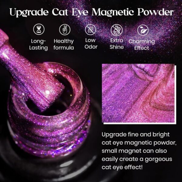 NailcraftsPEACOCK Cat Eye Gel Nail Polish, Magnetic Gel Polish Magic Shimmer Galaxy Effect Holographic Glitter Silky Cat Eye Nail Polish Soak Off Nail Art Salon Manicure at Home - Image 5