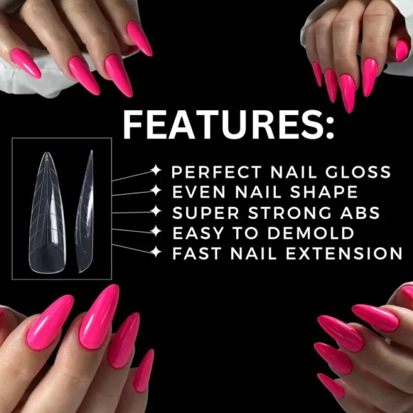 120Pcs Dual Nail Forms,Long Almond Extension Poly Nail Gel Nail Forms Full Cover Nail Molds 12 Sizes for Solid Nail Gel Glue Nail Art - Image 5