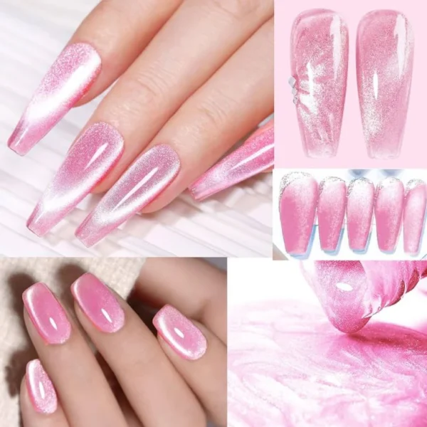 Nailcrafts Cat Eye Gel Nail Polish, Jelly Pink Cat Eyes Gel Polish Galaxy Soak off Cats Eye Gel Polish Magnetic for Nail Art Manicure - Image 6