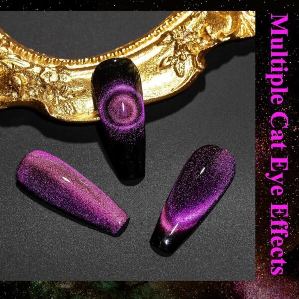 NailcraftsPEACOCK Cat Eye Gel Nail Polish, Magnetic Gel Polish Magic Shimmer Galaxy Effect Holographic Glitter Silky Cat Eye Nail Polish Soak Off Nail Art Salon Manicure at Home - Image 6