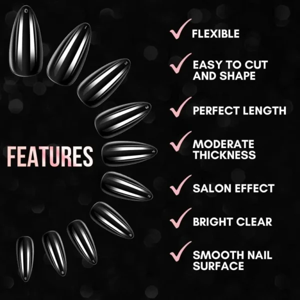 High Quality Almond Fake Nail Tips - 600PCS Medium Almond Shaped Clear Acrylic Nails Full Cover Press on Nails for DIY Nail Art, 10 Sizes - Image 2