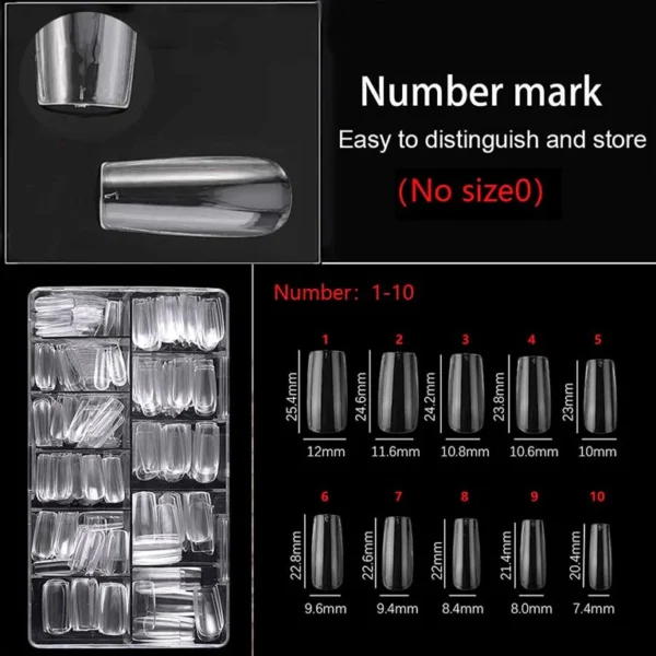 High Quality Square Fake Nail Tips - 600PCS Medium Square Shaped Clear Acrylic Nails Full Cover Press on Nails for DIY Nail Art, 10 Sizes - Image 2